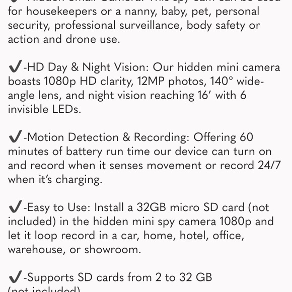 Mini Spy Camera 1080P Hidden Camera - Portable Small HD Nanny Camera - Picture 7 of 7